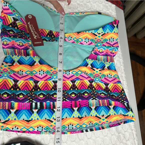 Convertible Bandeau Swimsuit Colorful Print Tankini Cheeky Ruffle Bikini Bottom - Picture 10 of 16
